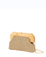 Τσαντάκι clutch ψάθινο με ξύλινο κούμπωμα Modissimo - Image 3